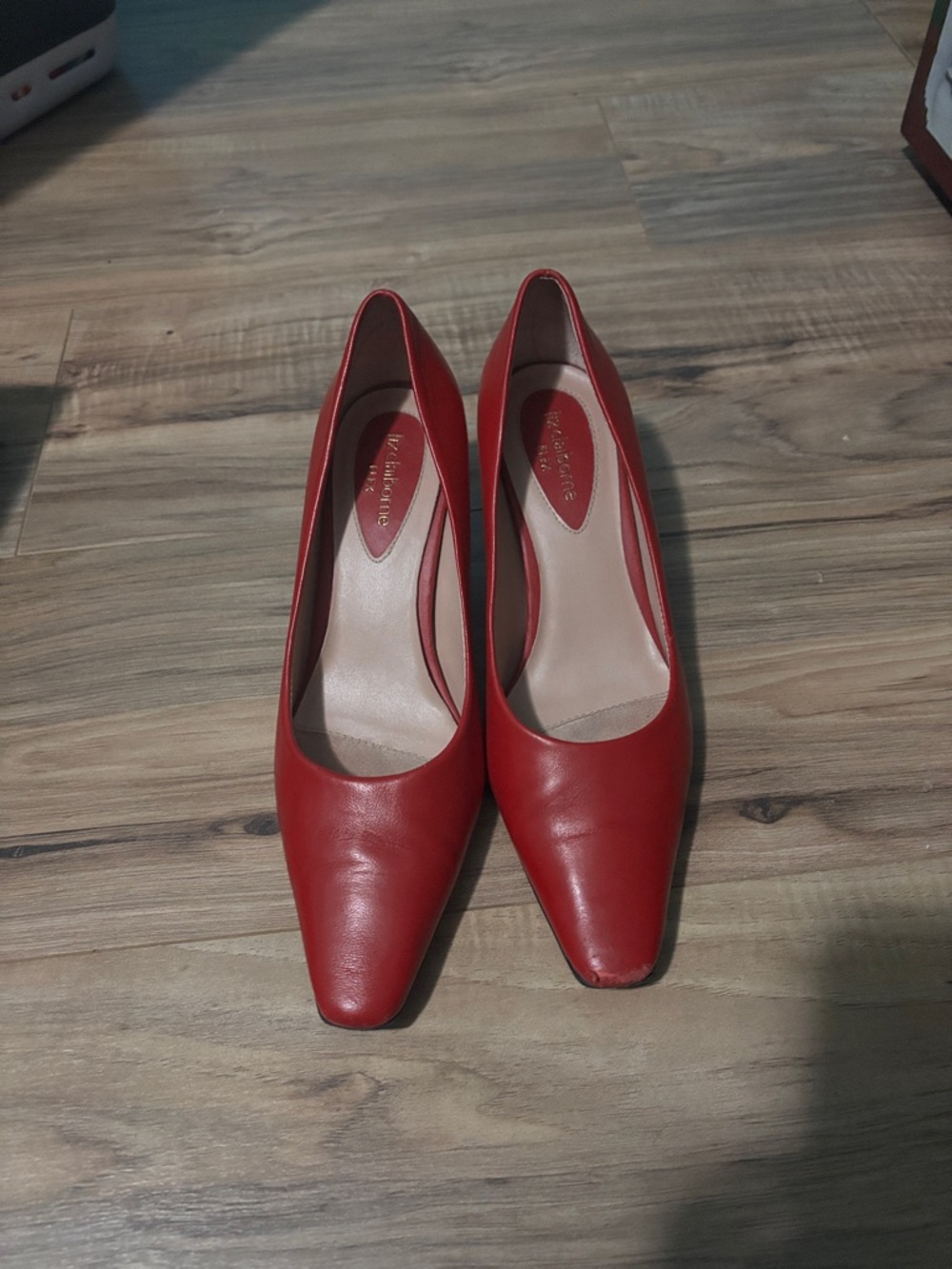 Liz Claiborne Red Leather Pointed-Toe Pumps